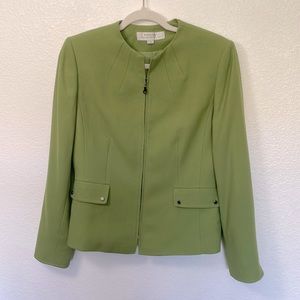 Tahari lime green zip front blazer suit jacket